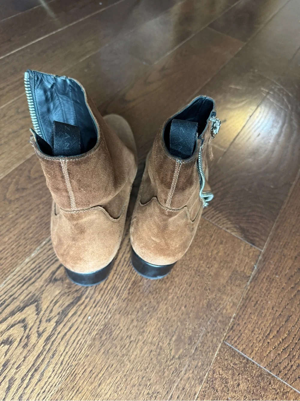 Men's Brown Suede Ankle Boots with Side Zipper